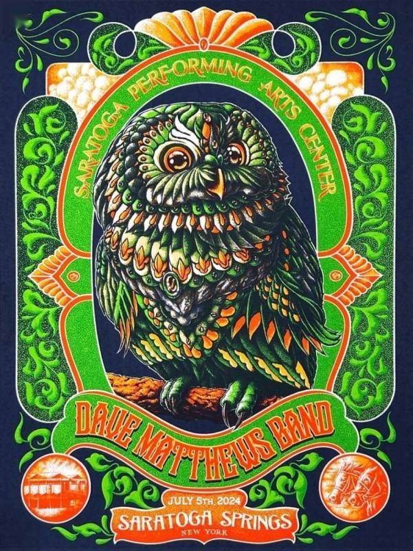 Ben Kwok (BIOWORKZ) — Dave Matthews Band, Saratoga Performing Arts Center, Saratoga Springs, NY · Jul 5, 2024 Artist Poster