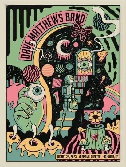 Methane Studios — Dave Matthews Band, Yaamava' Theater (Yaamava' Resort & Casino at San Manuel), Highland, CA · Aug 24, 2023 Foil Poster