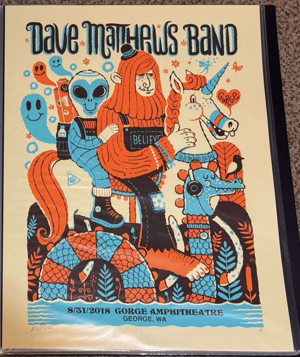 Methane Studios — Dave Matthews Band, The Gorge Amphitheatre, George, WA · Aug 31, 2018 Artist Proof Poster