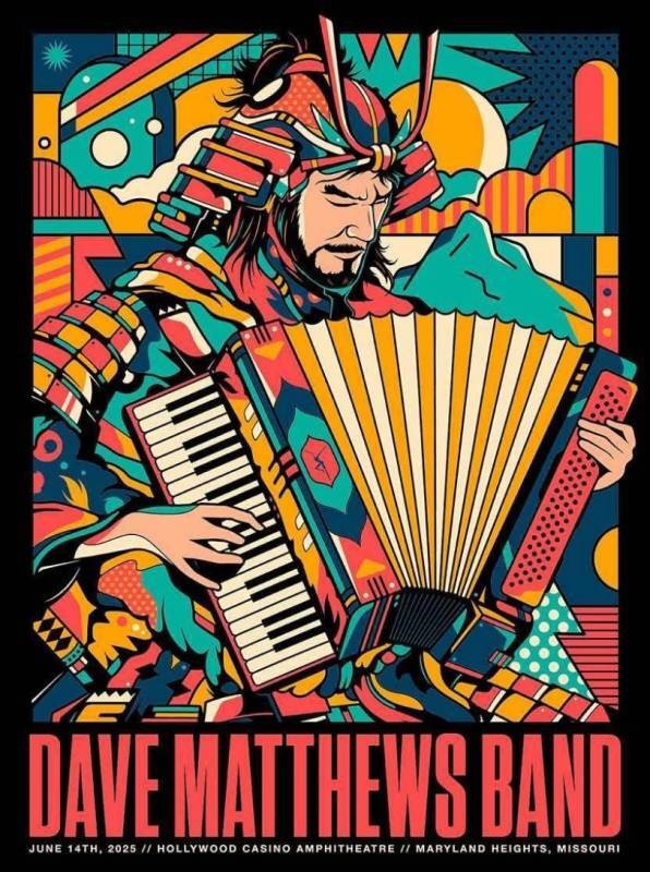 Van Orton Design (F4D) — Dave Matthews Band, Hollywood Casino Amphitheatre, Maryland Heights, MO · Jun 14, 2025 Artist Foil Poster