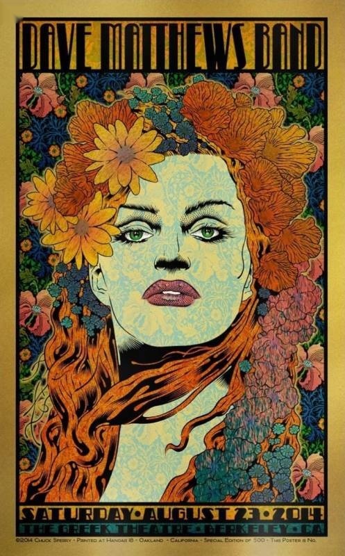 Chuck Sperry — Dave Matthews Band, William Randolph Hearst Greek Theatre (The University of California, Berkeley), Berkeley, CA · Aug 23, 2014 Variant Poster
