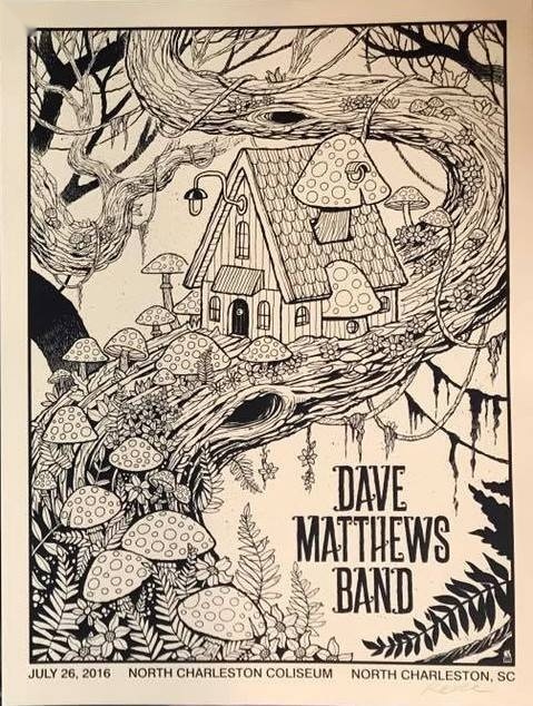 Methane Studios — Dave Matthews Band, North Charleston Coliseum, North Charleston, SC · Jul 26, 2016 Variant Poster