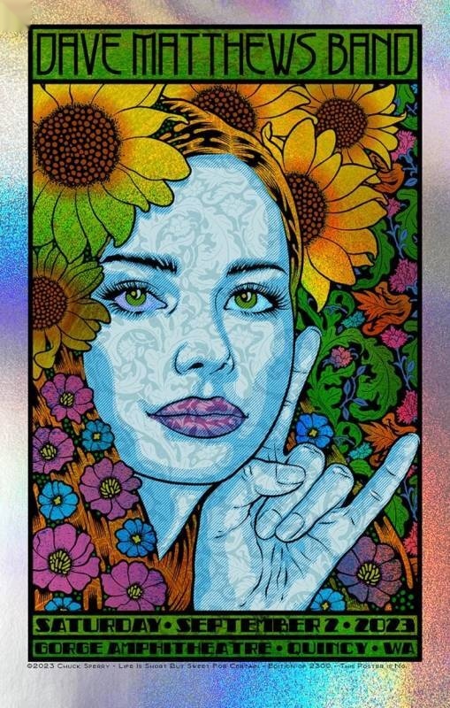 Chuck Sperry — Dave Matthews Band, The Gorge Amphitheatre, George, WA · Sep 2, 2023 Artist Foil Poster