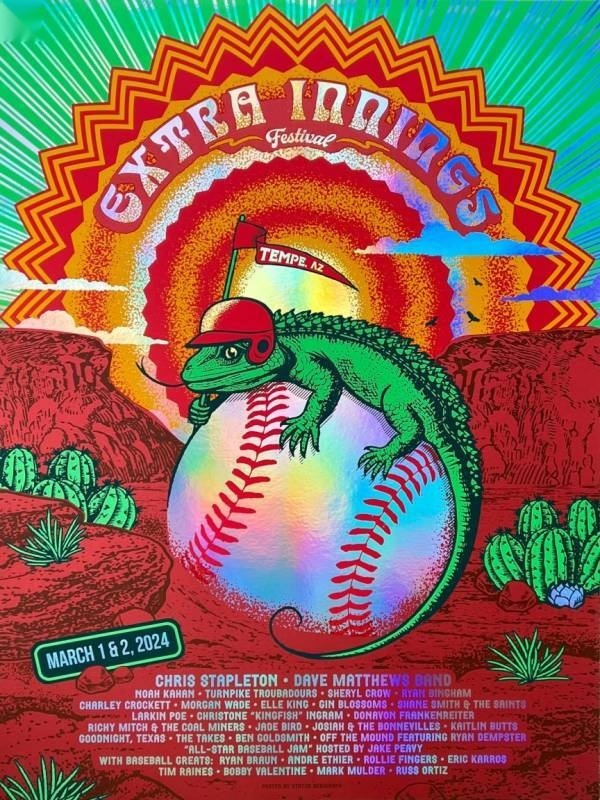 Justin Helton (Status Serigraph) — Dave Matthews Band, Tempe Diablo Stadium, Tempe, AZ · Mar 2, 2024 Foil Poster