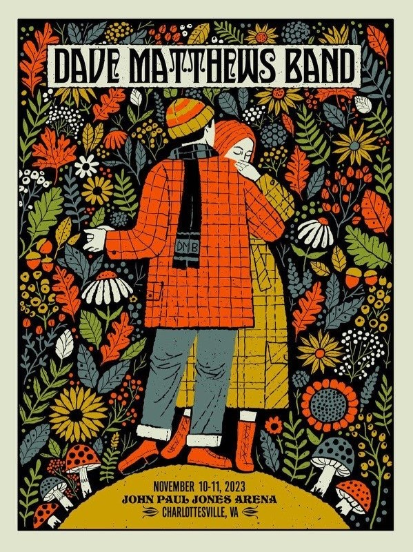 Methane Studios — Dave Matthews Band, John Paul Jones Arena, Charlottesville, VA · Nov 10–11, 2023 Show Poster