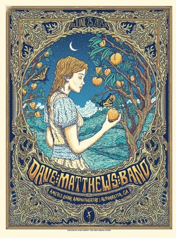 Owen Murphy (One Drop Design Studio) — Dave Matthews Band, Ameris Bank Amphitheatre, Alpharetta, GA · Jun 25, 2025 Artist Poster