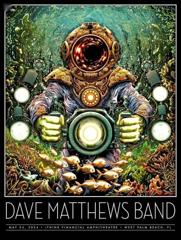 Miles Tsang — Dave Matthews Band, iTHINK Financial Amphitheatre, West Palm Beach, FL · May 24, 2024 Artist Poster
