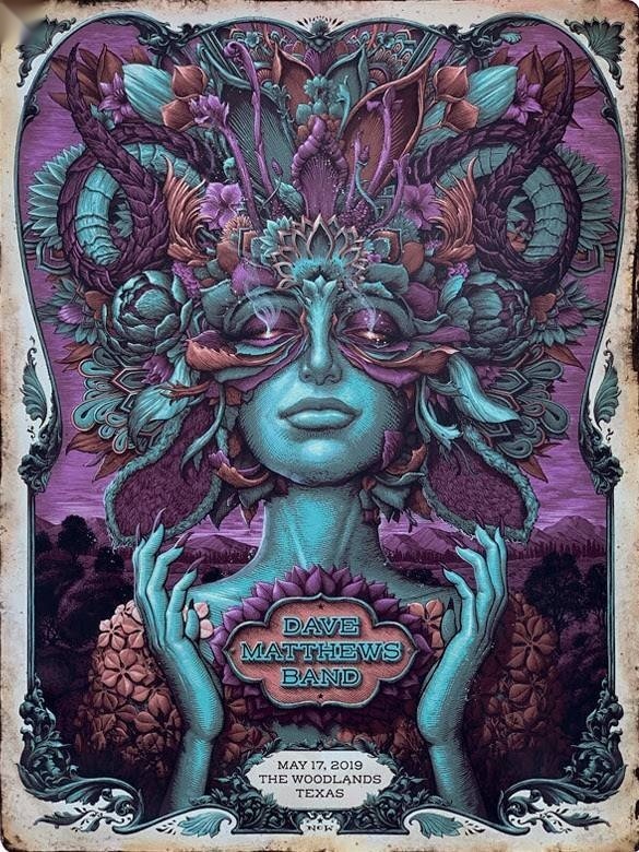 N.C. Winters — Dave Matthews Band, The Cynthia Woods Mitchell Pavilion, The Woodlands, TX · May 17, 2019 Variant Poster