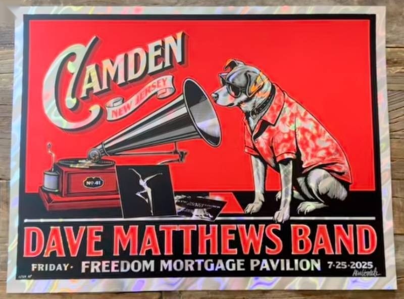 Aaron von Freter (Rockswell) — Dave Matthews Band, Freedom Mortgage Pavilion, Camden, NJ · Jul 25, 2025 Foil Poster
