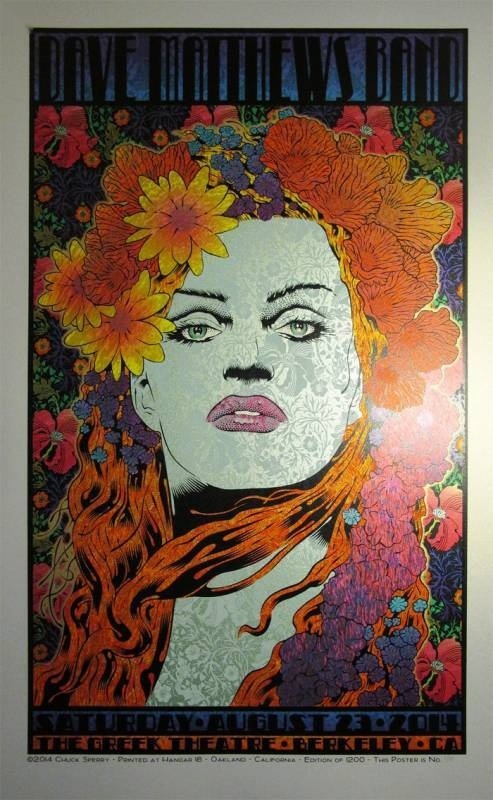 Chuck Sperry — Dave Matthews Band, William Randolph Hearst Greek Theatre (The University of California, Berkeley), Berkeley, CA · Aug 23, 2014 Variant Poster