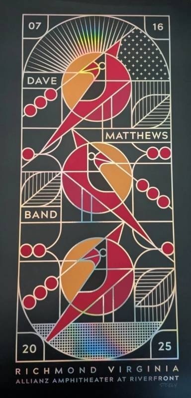 Brian Steely — Dave Matthews Band, Allianz Amphitheater at Riverfront, Richmond, VA · Jul 16, 2025 Show Foil Poster