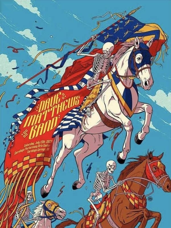 Johnny Dombrowski — Dave Matthews Band, Saratoga Performing Arts Center, Saratoga Springs, NY · Jul 15, 2023 Show Foil Poster