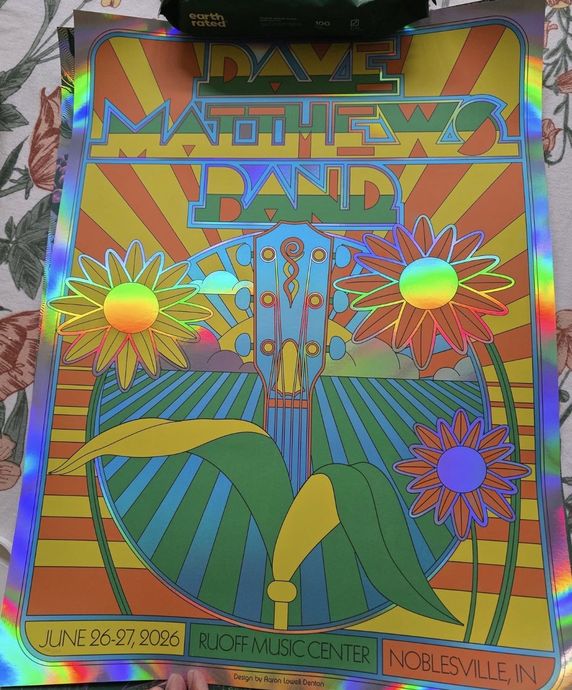 Aaron Lowell Denton — Dave Matthews Band, Ruoff Music Center, Noblesville, IN · Jun 26–27, 2026 Show Foil Poster