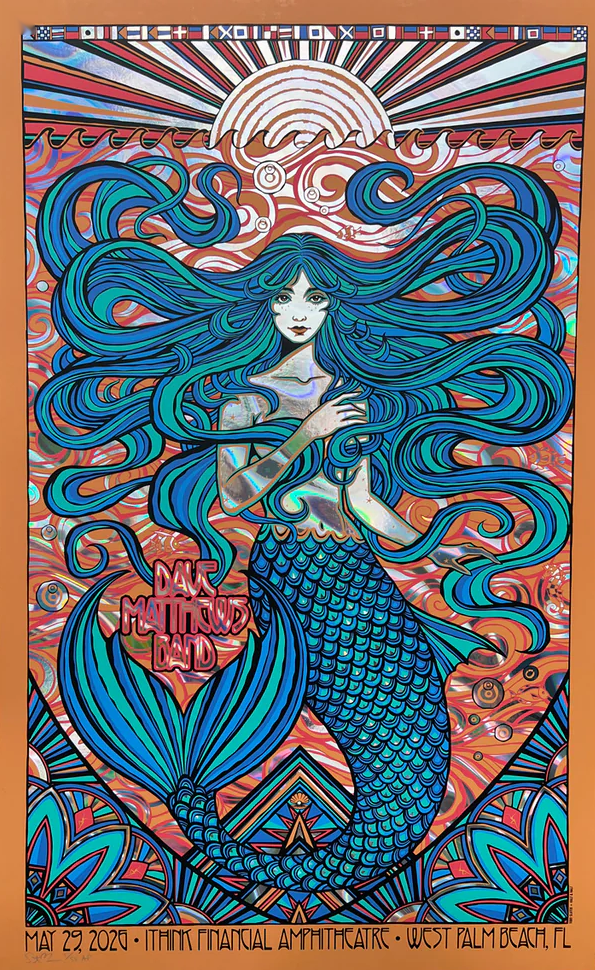 Todd Slater — Dave Matthews Band, iTHINK Financial Amphitheatre, West Palm Beach, FL · May 29, 2026 Artist Foil Poster