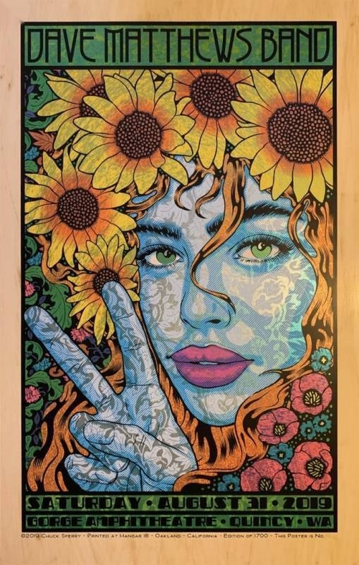 Chuck Sperry — Dave Matthews Band, The Gorge Amphitheatre, George, WA · Aug 31, 2019 Variant Poster