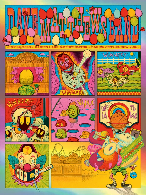 Ryan Besch (Your Cinema) — Dave Matthews Band, Darien Lake Performing Arts Center (Six Flags Darien Lake), Corfu, NY · Jul 22, 2026 Warehouse Premium Poster