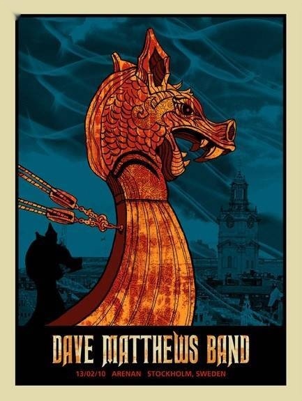 Methane Studios — Dave Matthews Band, Arenan Fryshuset, Stockholm, SWE · Mar 15, 2010 Artist Proof Poster