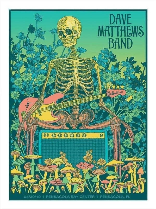 Methane Studios — Dave Matthews Band, Pensacola Bay Center, Pensacola, FL · Apr 30, 2019 Artist Poster