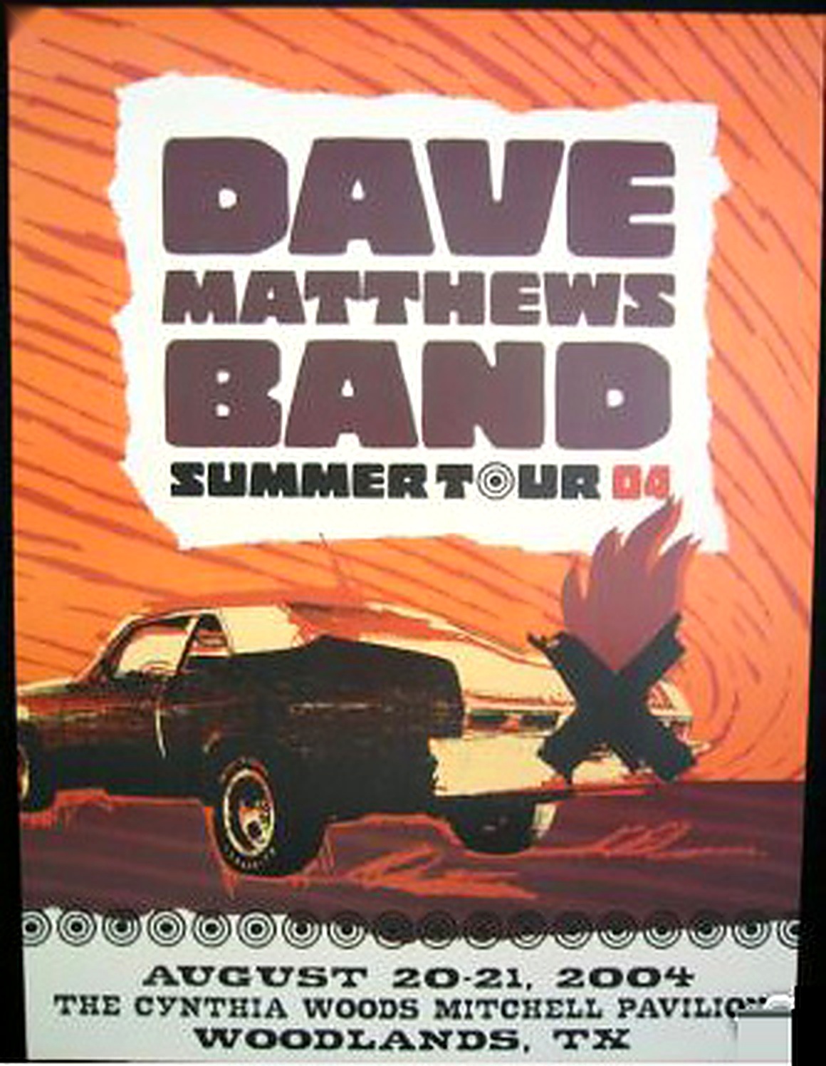 Studio One Designs — Dave Matthews Band, The Cynthia Woods Mitchell Pavilion, The Woodlands, TX · Aug 20–21, 2004 Poster