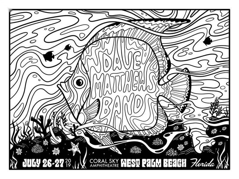 Matt Fleming — Dave Matthews Band, iTHINK Financial Amphitheatre, West Palm Beach, FL · Jul 27, 2019 Show Poster