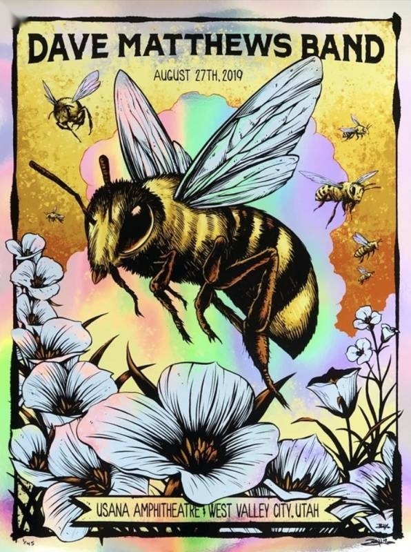 Brandon Heart — Dave Matthews Band, USANA Amphitheatre, West Valley City, UT · Aug 27, 2019 Artist Foil Poster