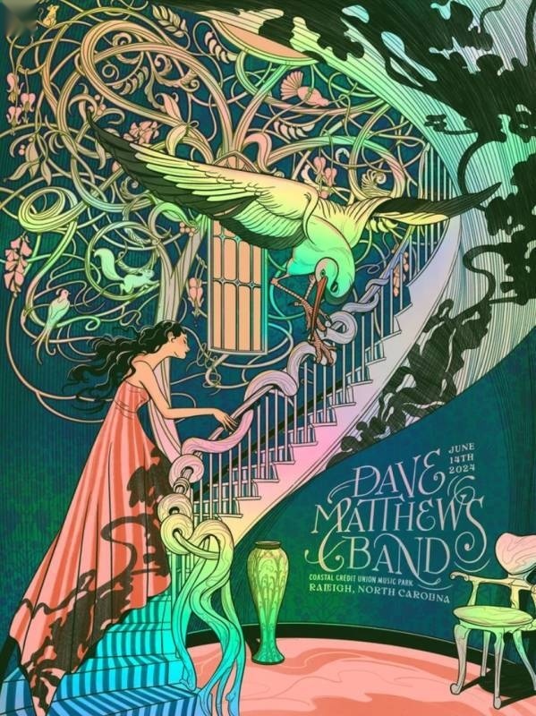 Ng Yin Shian — Dave Matthews Band, Coastal Credit Union Music Park at Walnut Creek, Raleigh, NC · Jun 14, 2024 Foil Poster