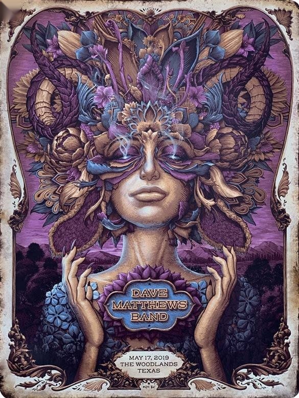 N.C. Winters — Dave Matthews Band, The Cynthia Woods Mitchell Pavilion, The Woodlands, TX · May 17, 2019 Variant Poster