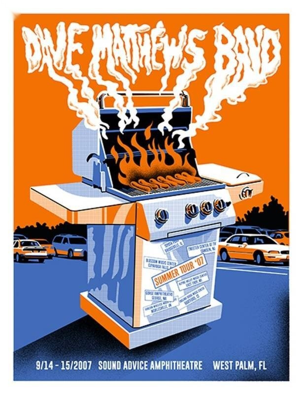 Methane Studios — Dave Matthews Band, iTHINK Financial Amphitheatre, West Palm Beach, FL · Sep 14, 2007 Variant Poster