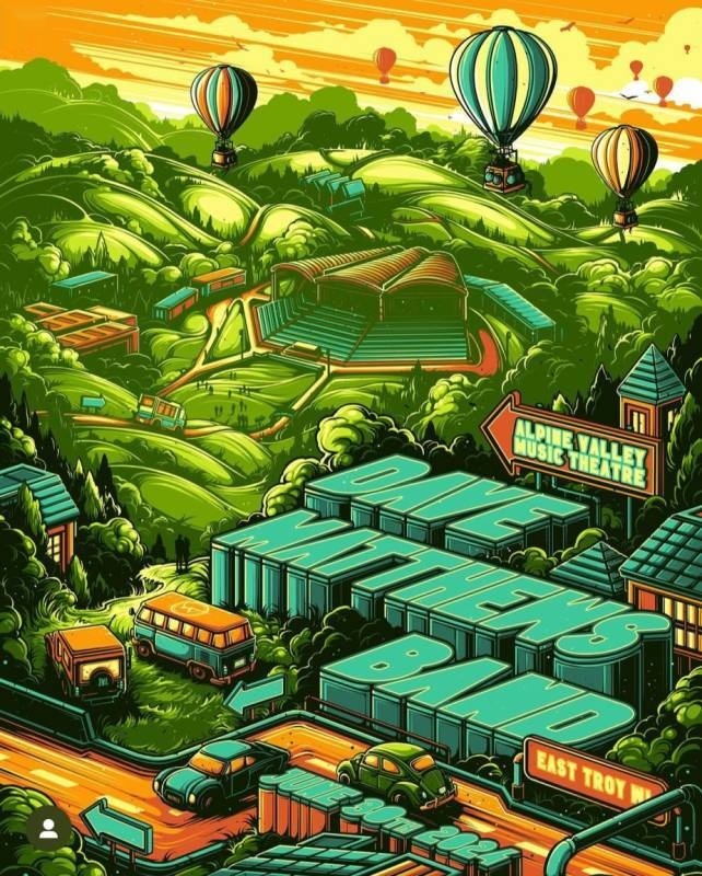 Dan Mumford — Dave Matthews Band, Alpine Valley Music Theatre, East Troy, WI · Jun 22, 2024 Artist Poster