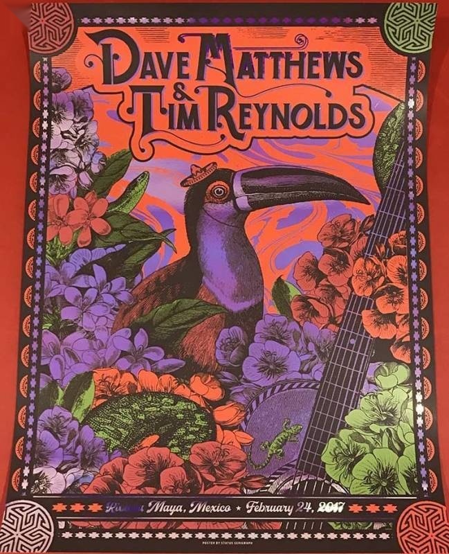 Justin Helton (Status Serigraph) — Dave Matthews Band, Playa Azul, Riviera Maya, MEX · Feb 24, 2017 Foil Poster