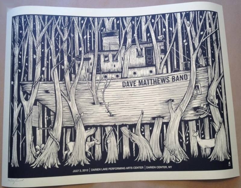 Methane Studios — Dave Matthews Band, Darien Lake Performing Arts Center (Six Flags Darien Lake), Darien Center,NY · Jul 3, 2012 Variant Poster