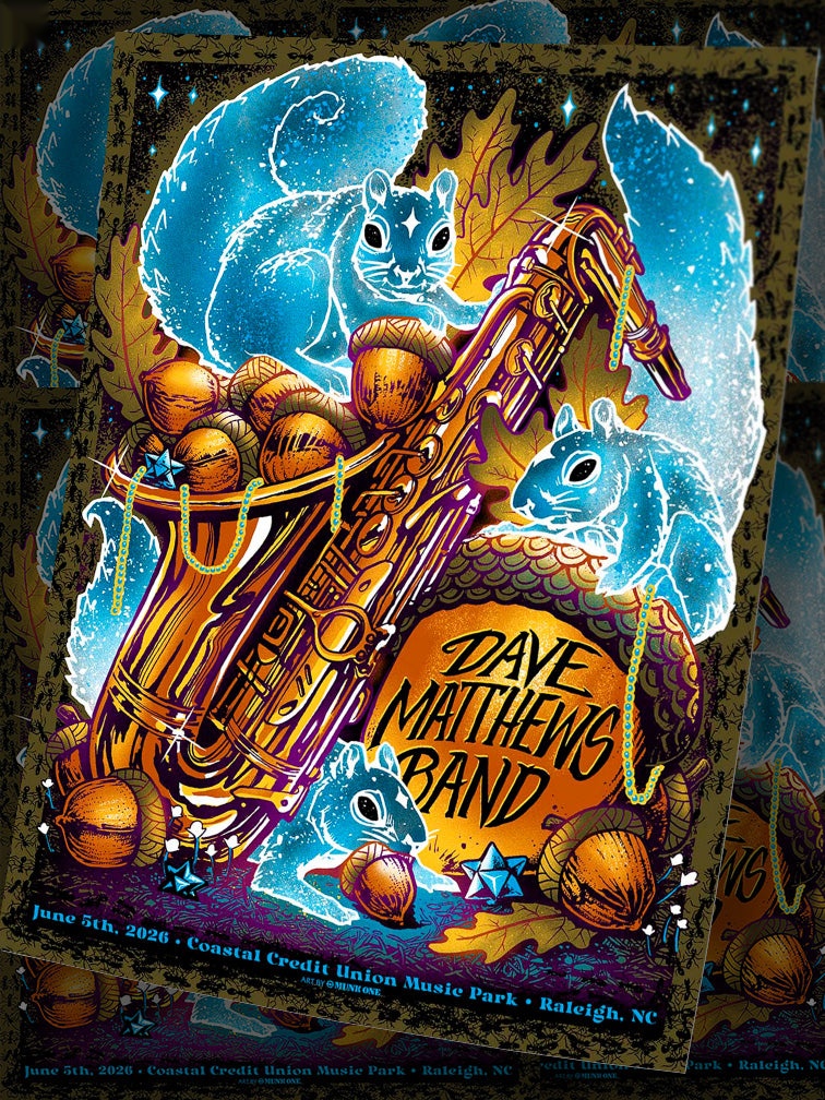 Munk One — Dave Matthews Band, Coastal Credit Union Music Park at Walnut Creek, Raleigh, NC · Jun 5, 2026 Artist Proof Poster