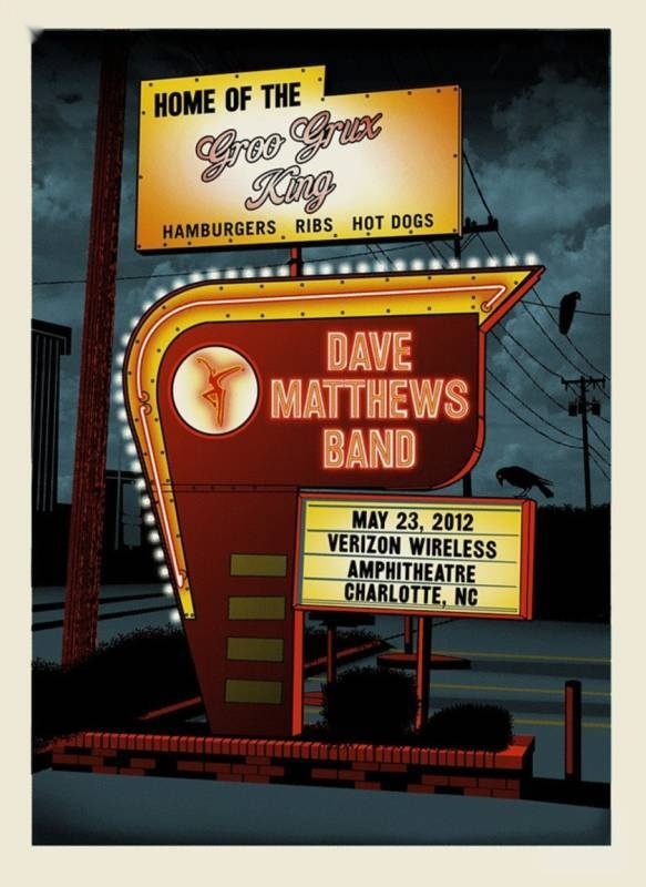 Methane Studios — Dave Matthews Band, PNC Music Pavilion, Charlotte, NC · May 23, 2012 Artist Proof Poster
