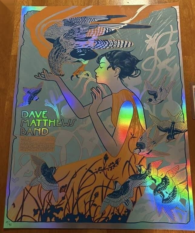 Ng Yin Shian — Dave Matthews Band, Riverbend Music Center, Cincinnati, OH · May 27, 2023 Show Foil Poster