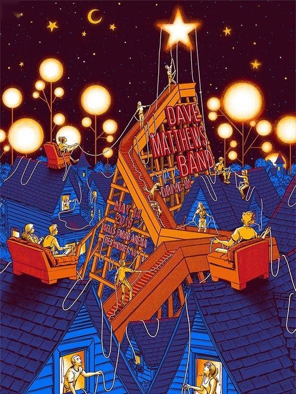 James Flames — Dave Matthews Band, Wells Fargo Arena, Des Moines, IA · May 14, 2019 Artist Poster