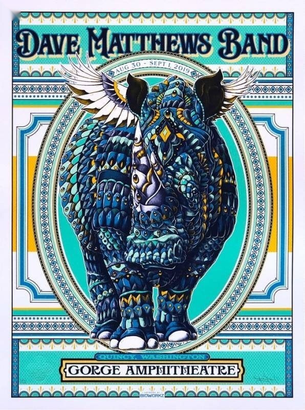 Ben Kwok (BIOWORKZ) — Dave Matthews Band, The Gorge Amphitheatre, George, WA · Aug 30, 2019 Artist Poster