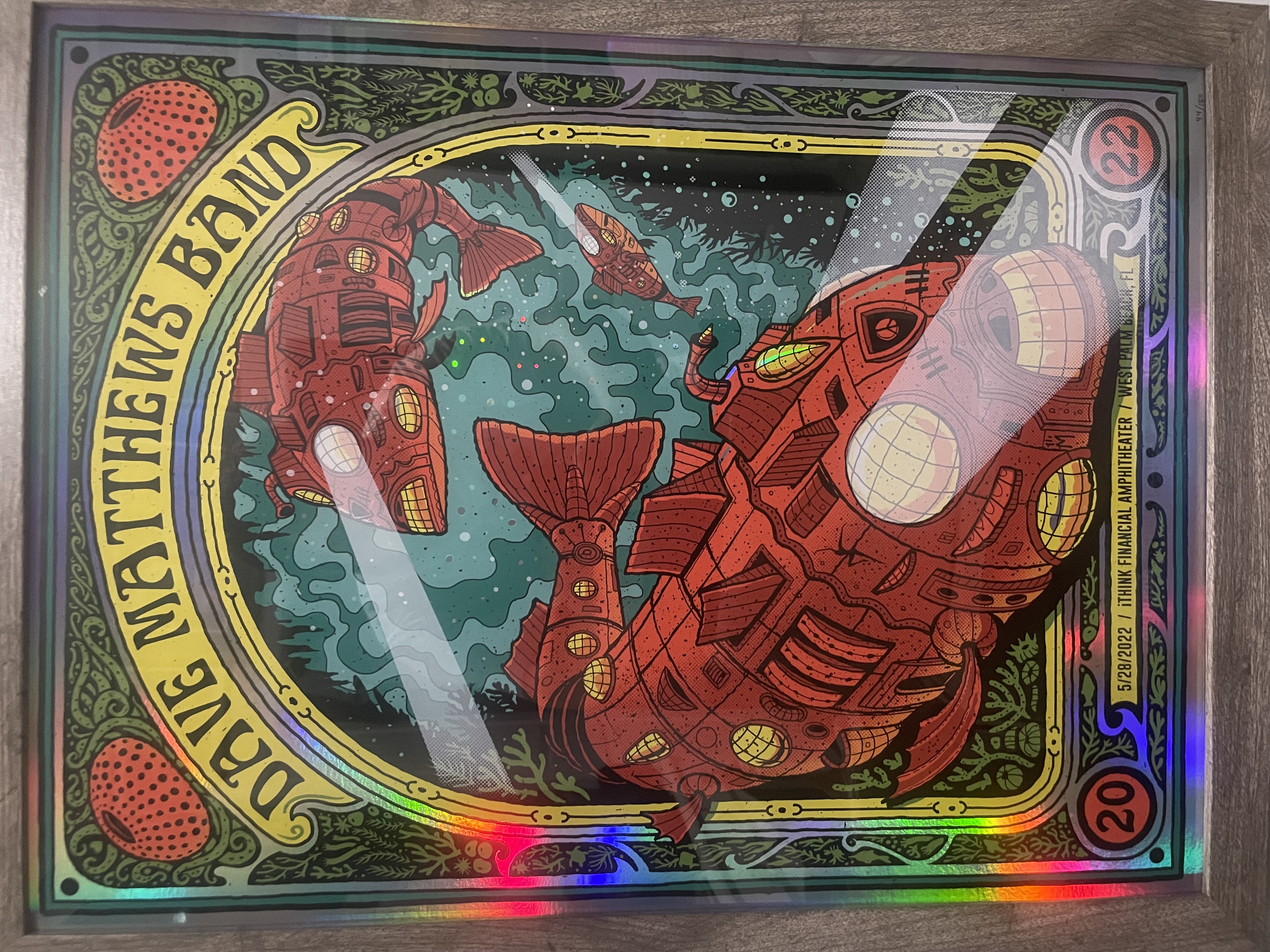 Methane Studios — Dave Matthews Band, iTHINK Financial Amphitheatre, West Palm Beach, FL · Aug 20, 2022 Show Foil Poster