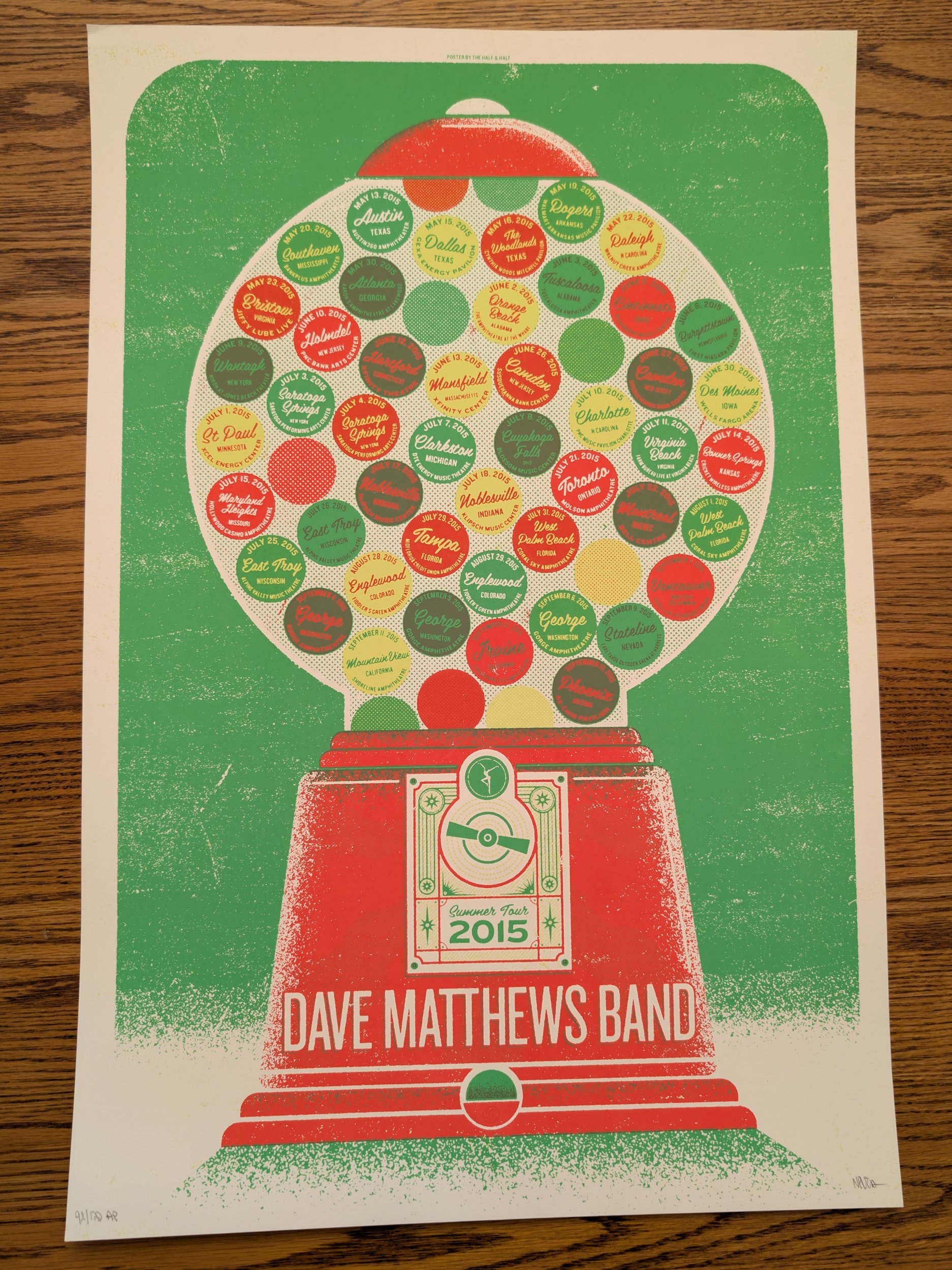 Half and Half — Dave Matthews Band, 2015 Summer Tour, Unknown · Jan 1, 2015 Variant Poster